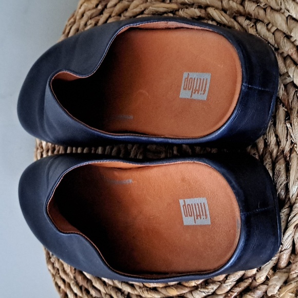 Fitflop Womens Shuv Navy Leather Athleisure/Casual Slip On Slide Mule Clogs S-9 - Picture 7 of 8